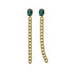 Cinnamon gold-plated long chain earrings with green crystal in oval shape image