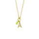 Initiale letter A gold-plated short necklace with green crystal image