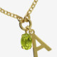 Initiale letter A gold-plated short necklace with green crystal cover