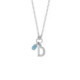 Initiale letter D sterling silver short necklace with blue crystal