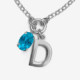 Initiale letter D sterling silver short necklace with blue crystal cover