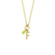 Initiale letter F gold-plated short necklace with green crystal image