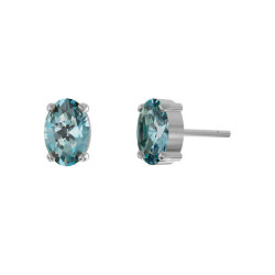 Gemma sterling silver stud earrings with blue in oval shape