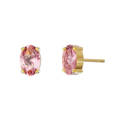 Gemma gold-plated stud earrings with pink in combination shape