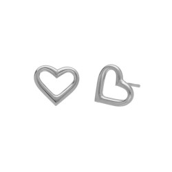 Pendientes pegados silueta corazón elaborados en plata