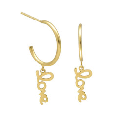 Me Enamora love pearl hoop earrings in gold plating