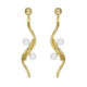 Milan gold-plated curve shape double pearls earrings image
