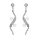 Milan rhodium-plated curve shape double pearls earrings image