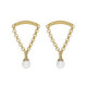 Milan gold-plated curve shape earrings with pearl and chain image