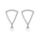 Milan rhodium-plated curve shape earrings with pearl and chain image