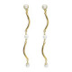 Milan gold-plated waves shape long earrings with pearls