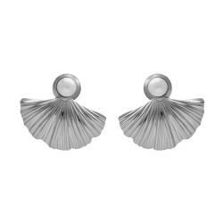Tokyo rhodium-plated shell shape earrings with a pearl