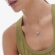 Lisbon rhodium-plated multicolor in blue tones necklace with a leaf cover