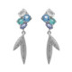 Lisbon rhodium-plated multicolor in blue tones earrings with a leaf image