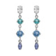 Lisbon rhodium-plated multicolor cascade shape in blue tones earrings with a leaf image