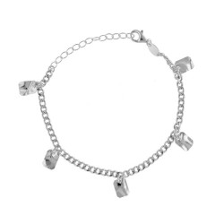 London rhodium-plated curb chain bracelet with rectangle charms