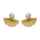 Pendientes concha con perla bañados en oro en oro image