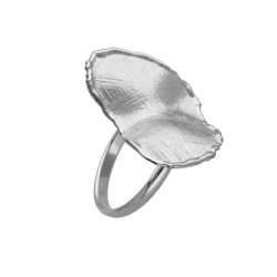 New York rhodium-plated satin-finish oval shape ring