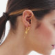 London gold-plated curb chain hoop earrings with rectangle charm cover