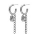 London rhodium-plated curb chain hoop earrings with rectangle charm image