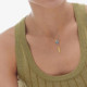 Lisbon gold-plated multicolor in blue tones necklace with a leaf cover