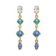 Lisbon gold-plated multicolor cascade shape in blue tones earrings with a leaf image