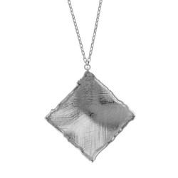 New York rhodium-plated satin-finish rhombus shape necklace