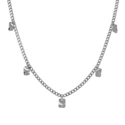 Collar cadena barbada con abalorios rectangulares elaborado en plata