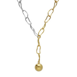 Copenhagen bicolor irregular chain tie necklace with a sphere
