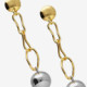 Copenhagen gold-plated irregular chain earrings with a sphere cover