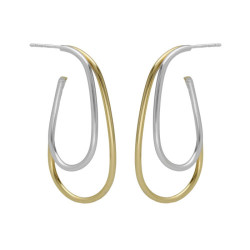Copenhagen bicolor elongated shape double hoop long earrings