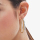 Copenhagen bicolor elongated shape double hoop long earrings cover