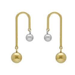 Copenhagen bicolor U shape earrings with 2 spheres