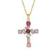 Paris gold-plated Amethyst cross shape necklace image