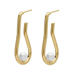 Milan gold-plated irregular hoop earrings with a pearl