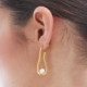 Milan gold-plated irregular hoop earrings with a pearl cover