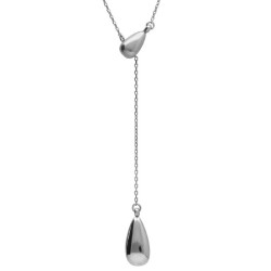 Eterna rhodium-plated doble drop tie necklace