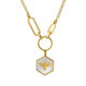 Honey gold-plated mother of pearl hexagonal medal with bee shape necklace image