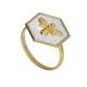 Honey gold-plated mother of pearl hexagonal with bee shape ring image