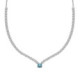 Ryver rhodium-plated row of zircons and Aquamarine crystal necklace image