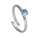 Ryver rhodium-plated adjustable ring with Aquamarine crystal in circle shape image