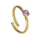 Ryver gold-plated adjustable ring with Violet crystal in circle shape image