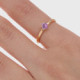 Ryver gold-plated adjustable ring with Violet crystal in circle shape cover