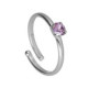 Ryver rhodium-plated adjustable ring with Violet crystal in circle shape image