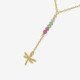 Bliss gold-plated dragonfly with multicolours crystals tie necklace cover