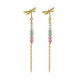 Bliss gold-plated dragonfly with multicolours crystals and chain long earrings image
