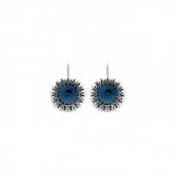 Etrusca round denim blue earrings in silver