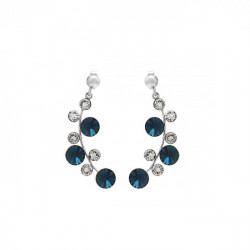 Combination round denim blue earrings in silver