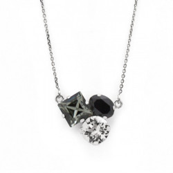 Collar triple diamond de Celine Cube en plata