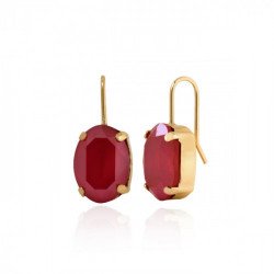Celina oval royal red earrings in gold plating